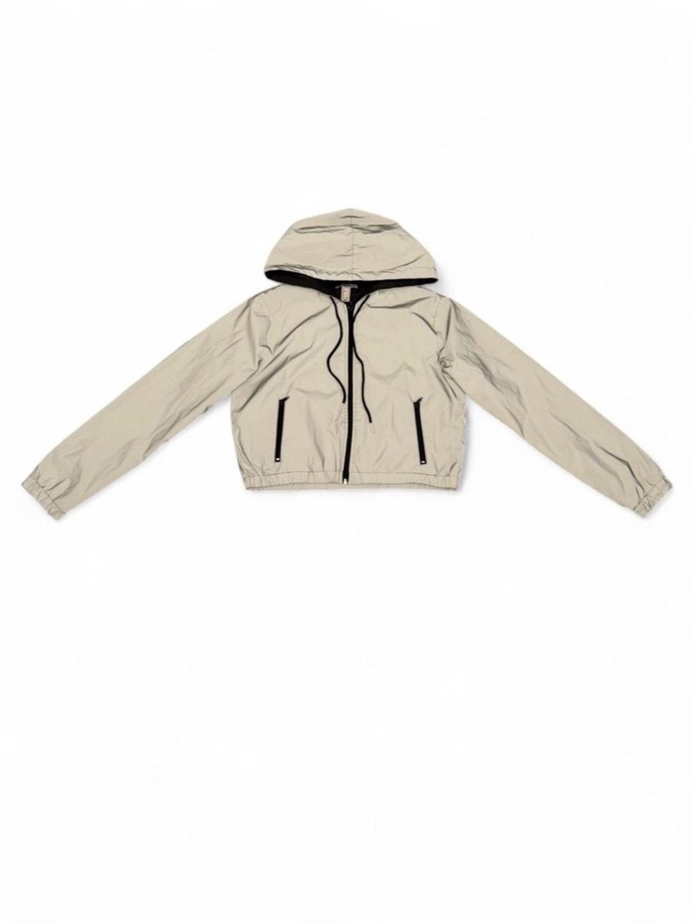 Forever 21 Reflective Hooded Bomber Jacket with Black Trim